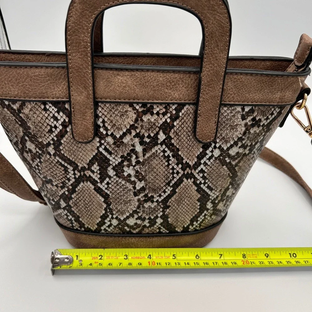 Snakeskin‎ Print Crossbody Bucket Handbag Statement Bag